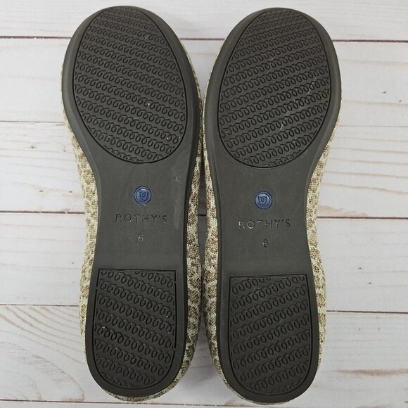 Rothys‎ The Flat Womens 6 Tan Brown Spotted Leopard Slip On Ballet Flats Shoes - Picture 8 of 9